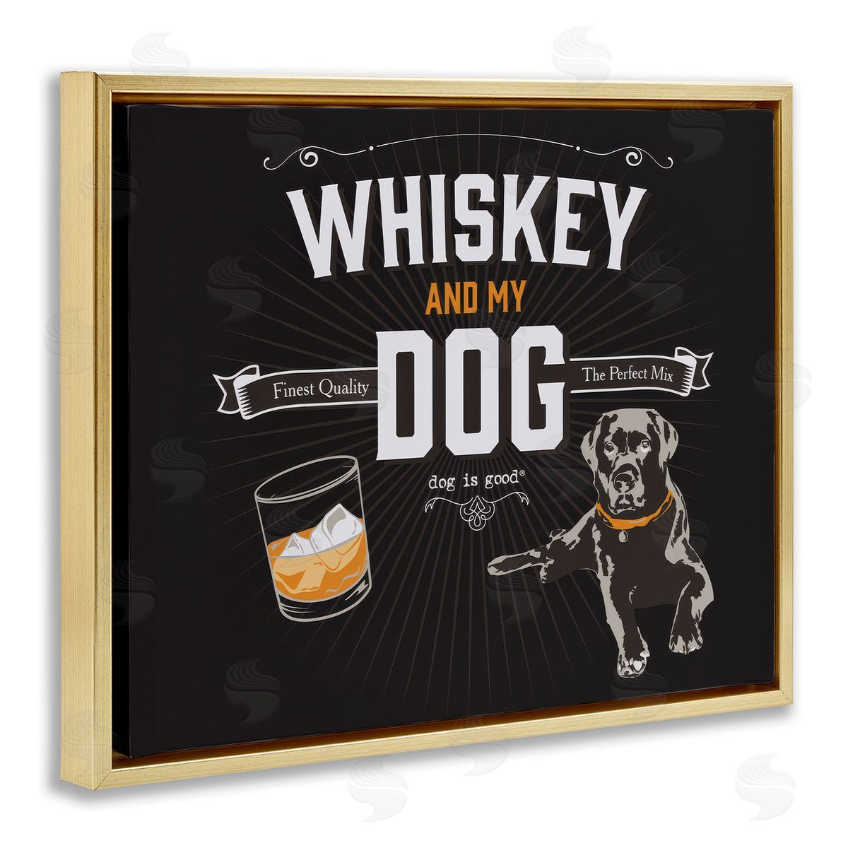 Dog Is Good Whiskey & My Dog Gold Floating Frame Canvas Wall Art Print