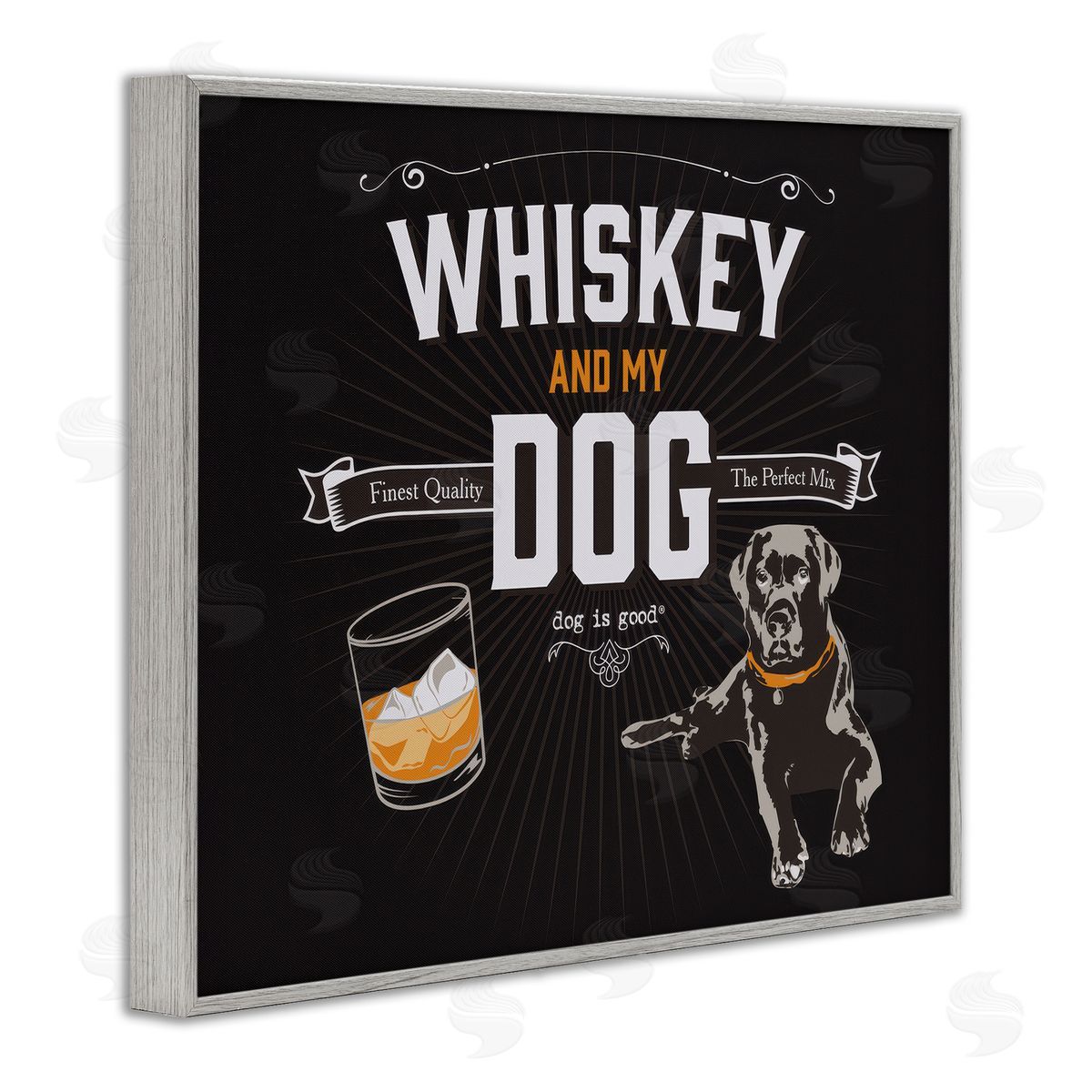 Dog Is Good Whiskey & My Dog Gray Framed Giclee Wall Art Print