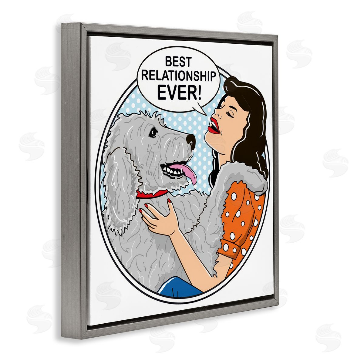 Dog Is Good Best Relationship Ever Dog Gray Floating Frame Canvas Wall Art Print
