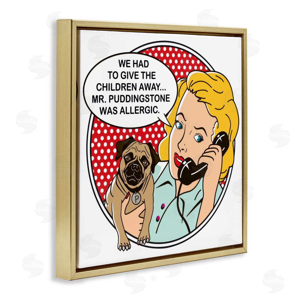 Dog Is Good Give The Children Away Gold Floating Frame Canvas Wall Art Print