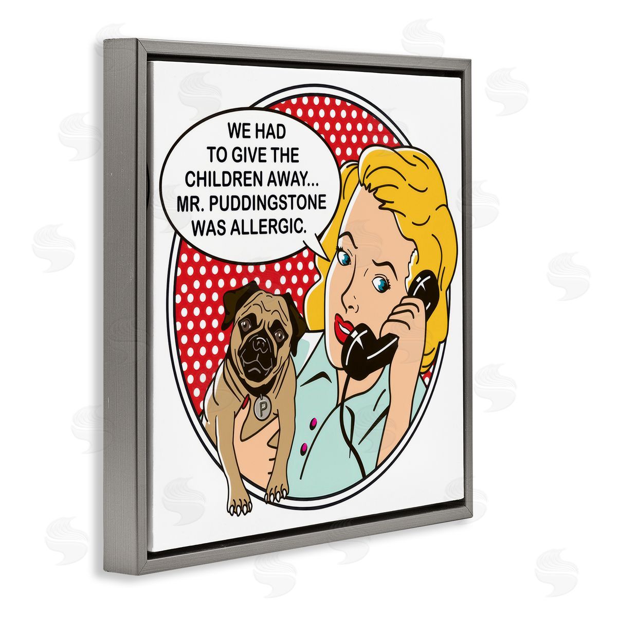 Dog Is Good Give The Children Away Gray Floating Frame Canvas Wall Art Print