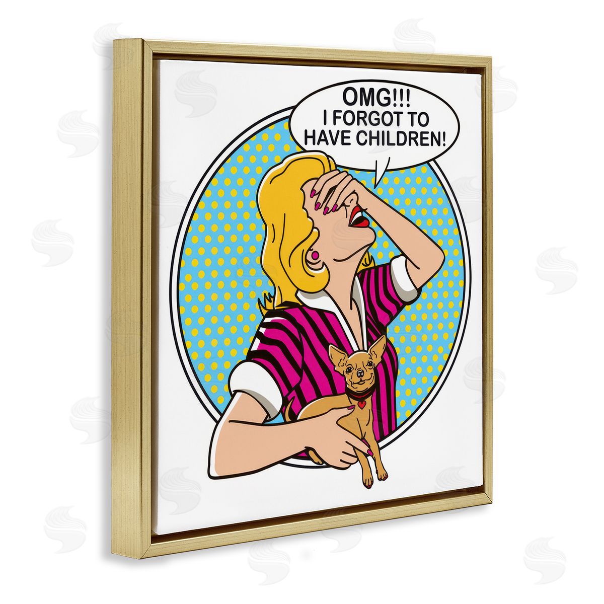 Dog Is Good Forgot To Have Children Gold Floating Frame Canvas Wall Art Print