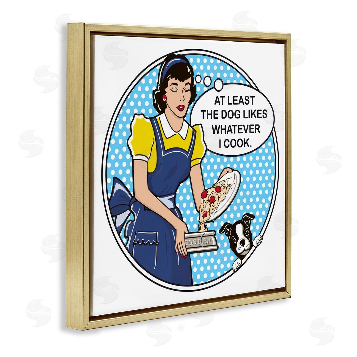 Dog Is Good Funny Vintage Dog Phrase Gold Floating Frame Canvas Wall Art Print