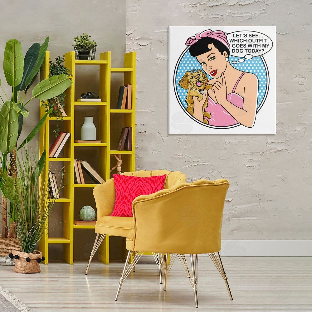 Dog Is Good Which Outfit with Dog Canvas Wall Art Print in Room