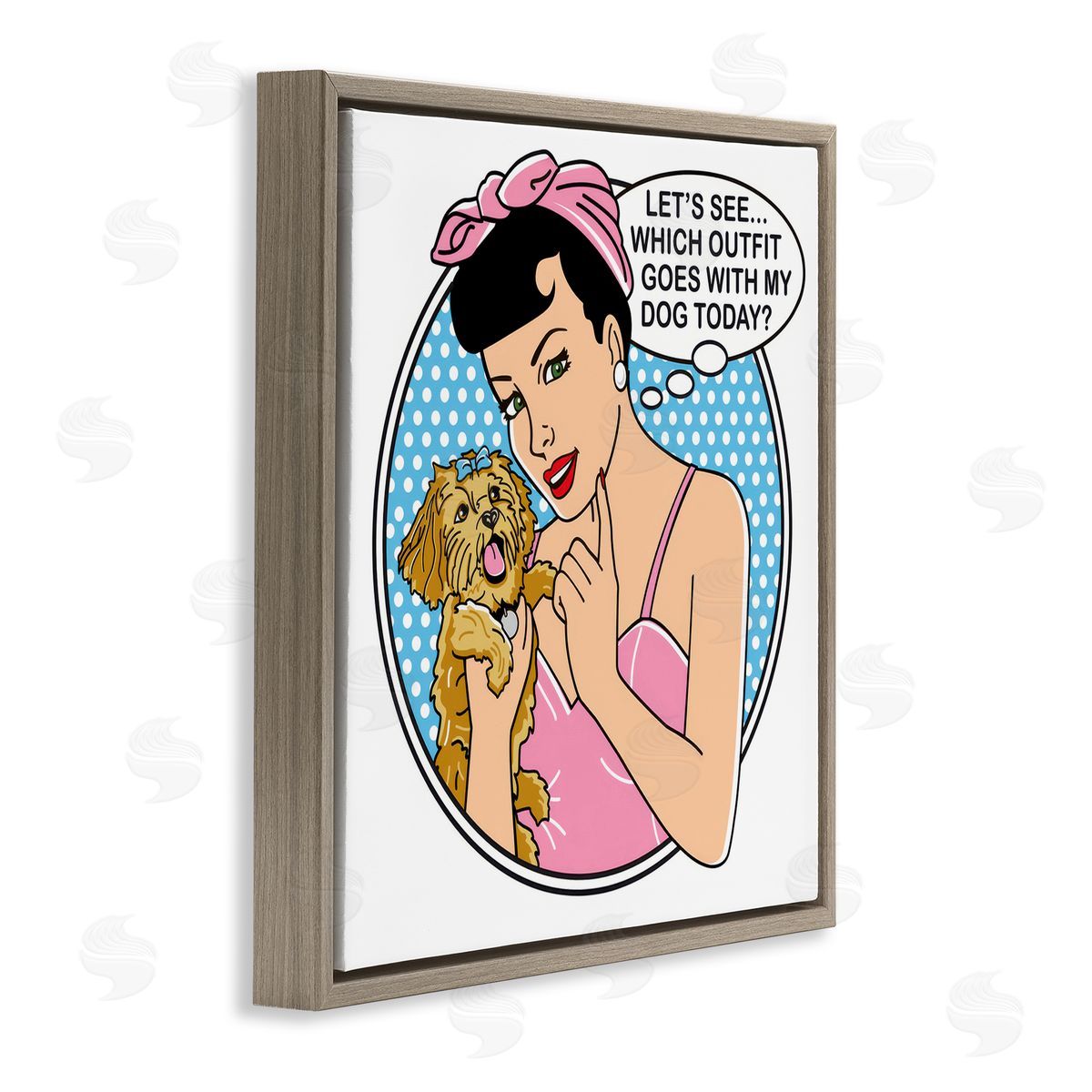 Dog Is Good Which Outfit with Dog Brown Floating Frame Canvas Wall Art Print