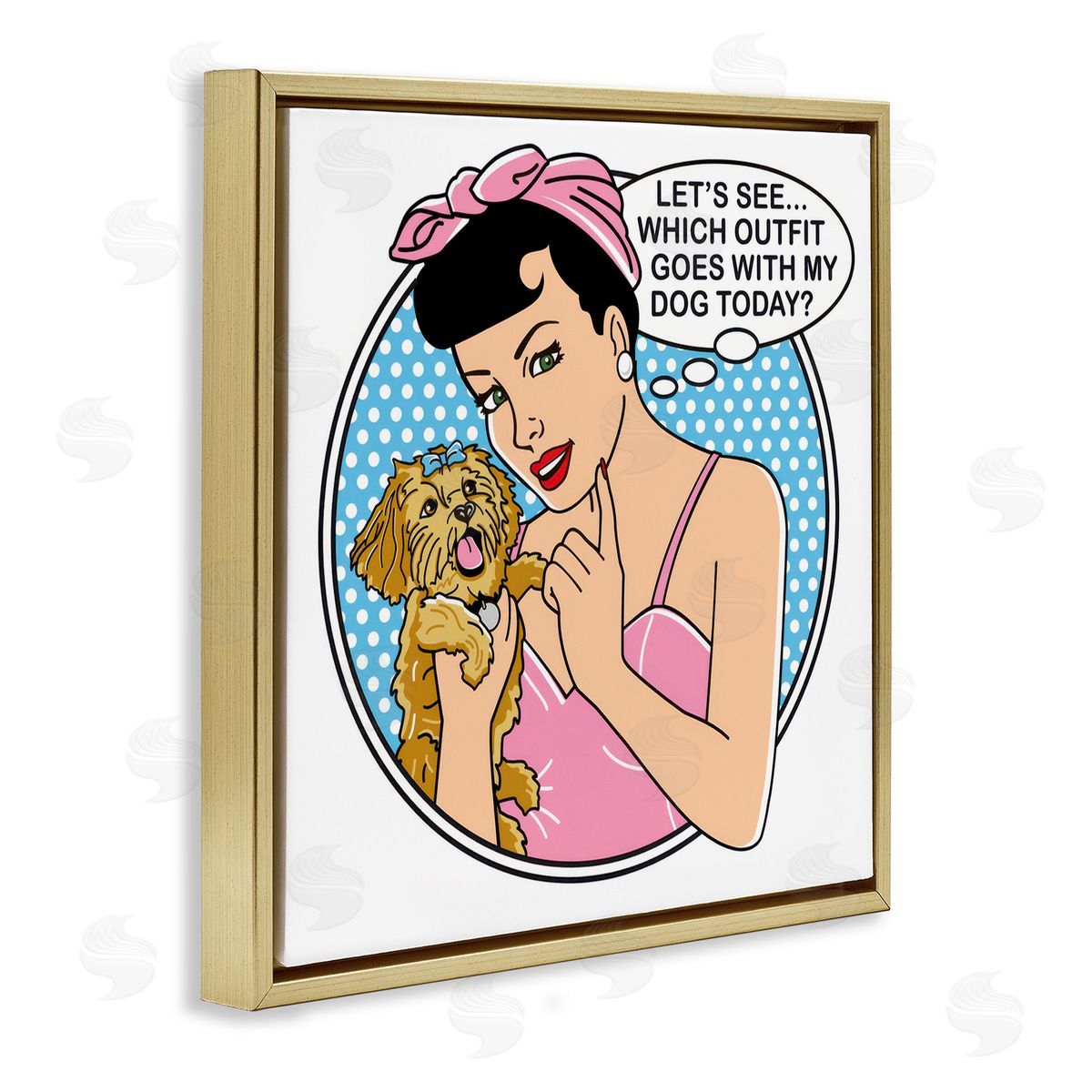 Dog Is Good Which Outfit with Dog Gold Floating Frame Canvas Wall Art Print