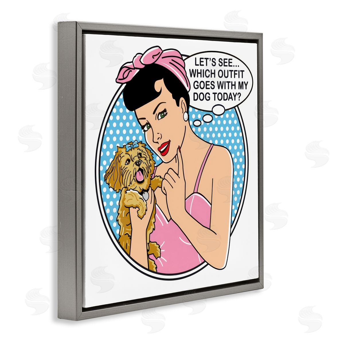 Dog Is Good Which Outfit with Dog Gray Floating Frame Canvas Wall Art Print