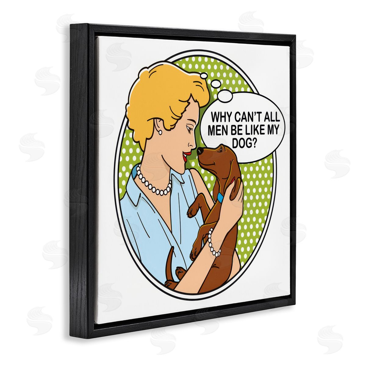 Dog Is Good Funny Men & Dogs Black Floating Frame Canvas Wall Art Print