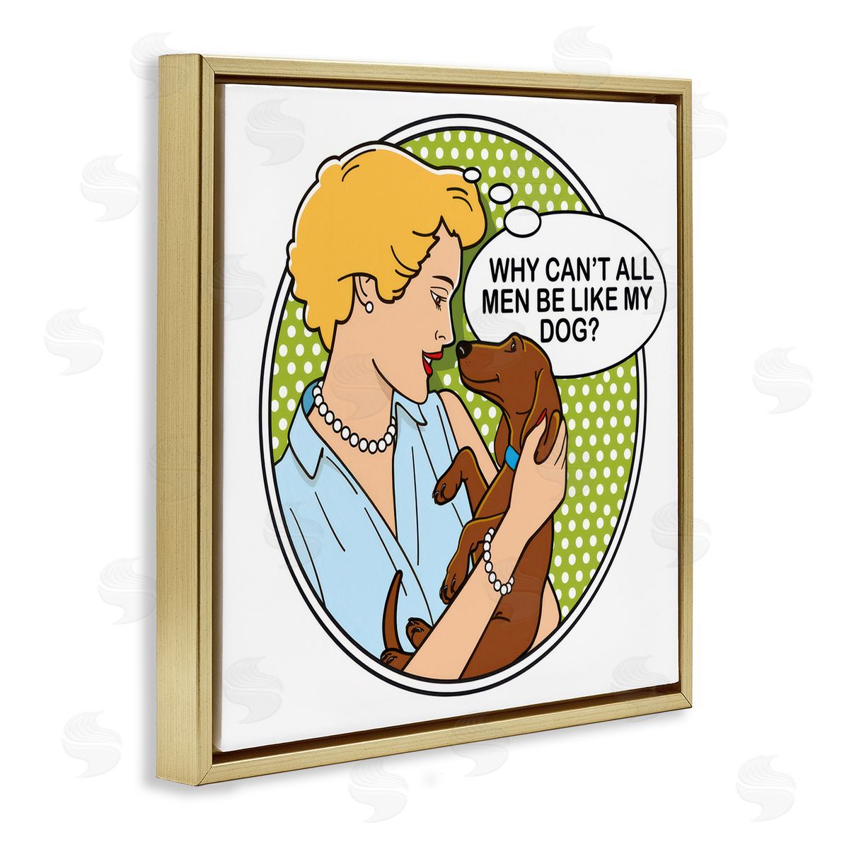 Dog Is Good Funny Men & Dogs Gold Floating Frame Canvas Wall Art Print