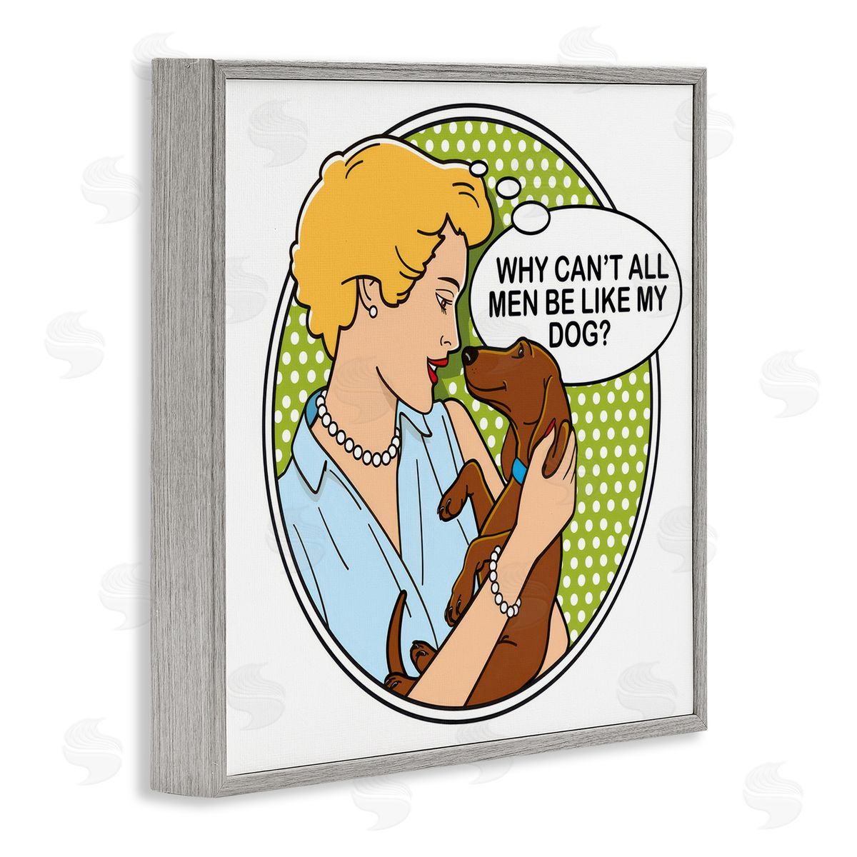 Dog Is Good Funny Men & Dogs Gray Framed Giclee Wall Art Print