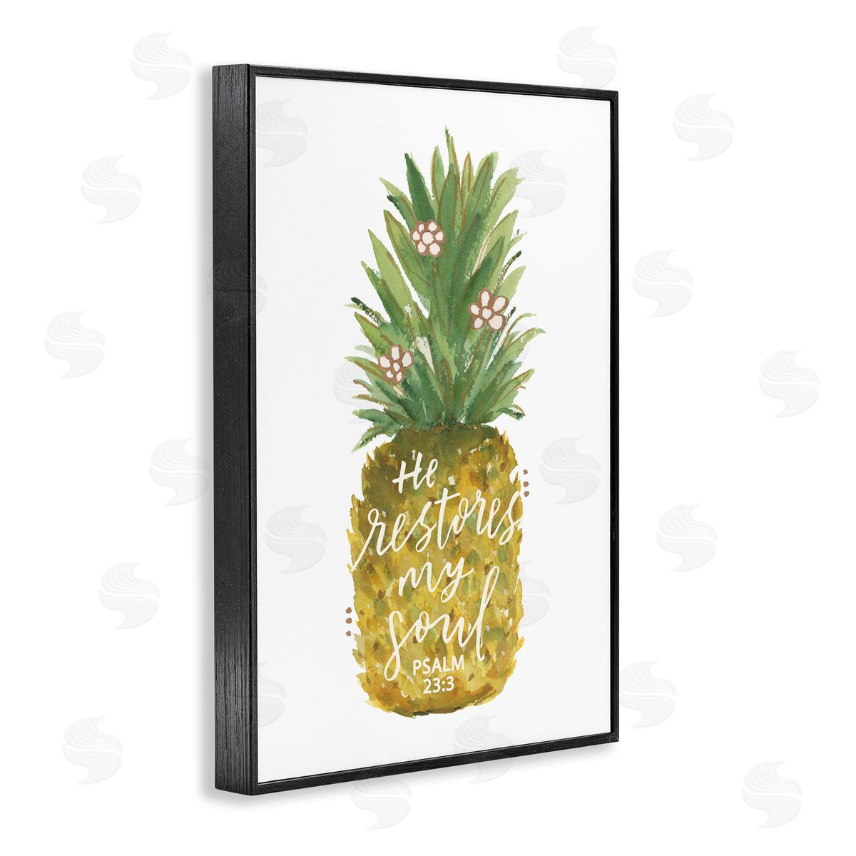 Blue Chair Blessing Restores My Soul Pineapple Black Framed Giclee Wall Art Print