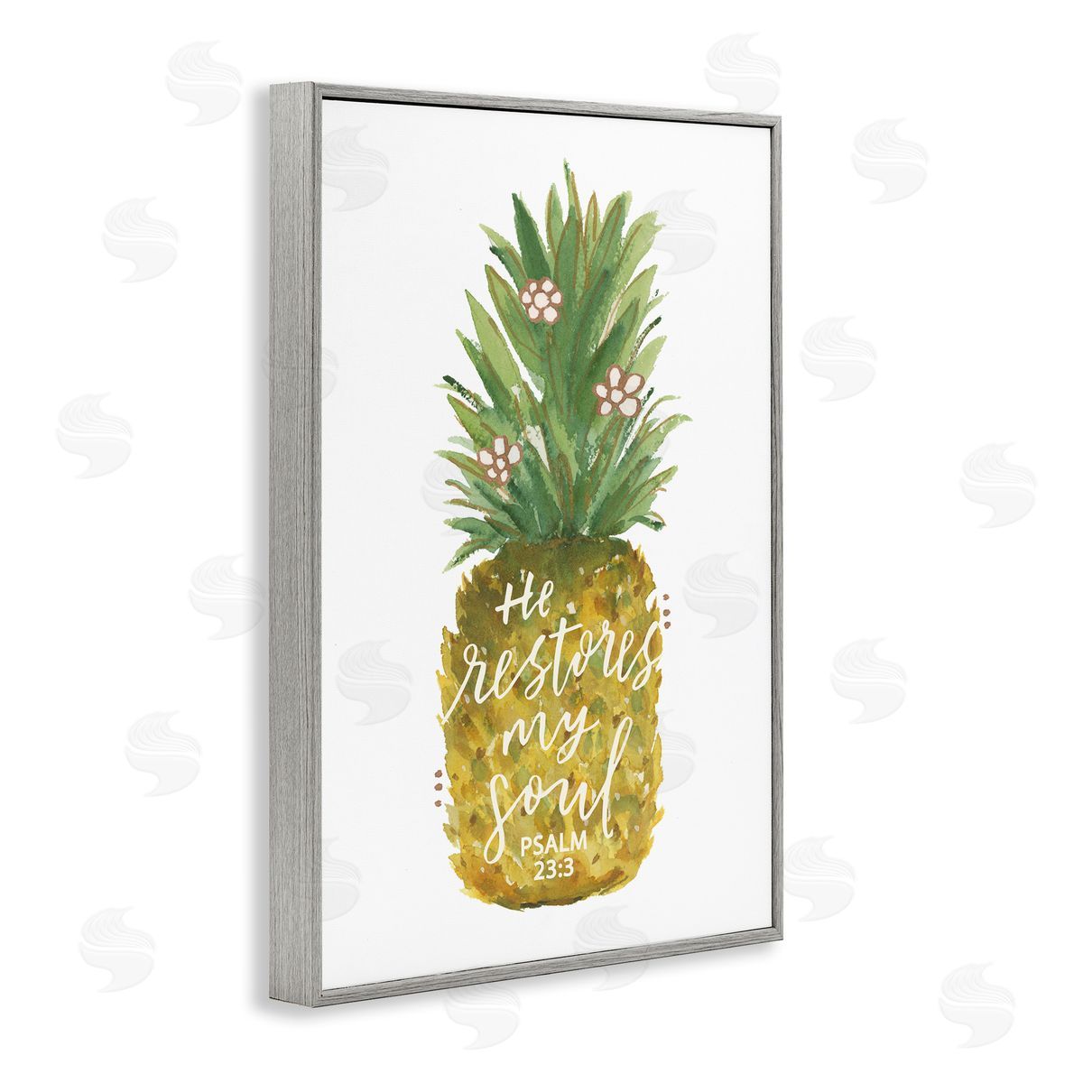 Blue Chair Blessing Restores My Soul Pineapple Gray Framed Giclee Wall Art Print