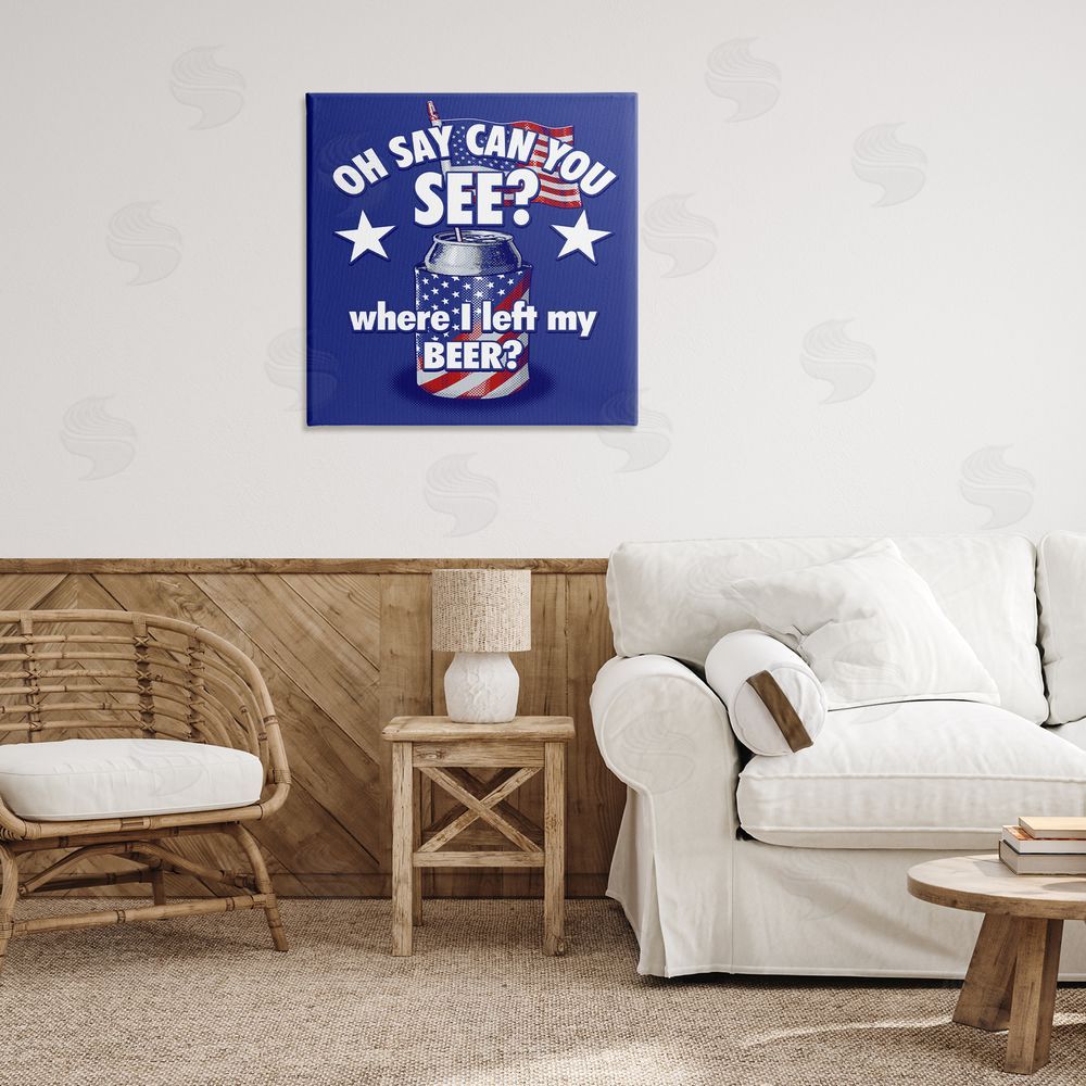 Jedco Brands Inc. Funny Patriotic Beer Canvas Wall Art Print in Room