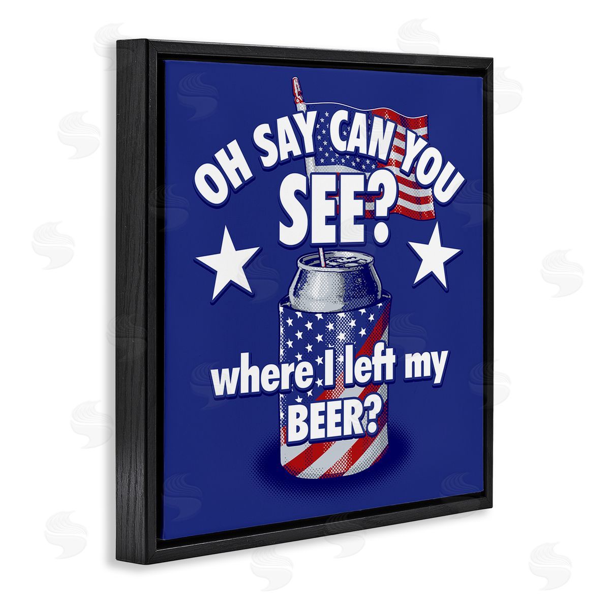Jedco Brands Inc. Funny Patriotic Beer Black Floating Frame Canvas Wall Art Print