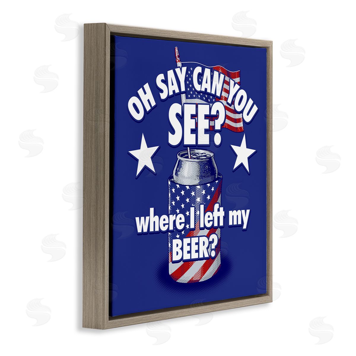 Jedco Brands Inc. Funny Patriotic Beer Brown Floating Frame Canvas Wall Art Print