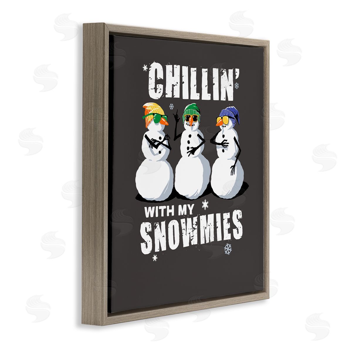 Chillin' With Snowmies Snowmen Brown Floating Frame Canvas Wall Art, Home Decor by Jedco Brands, Inc.