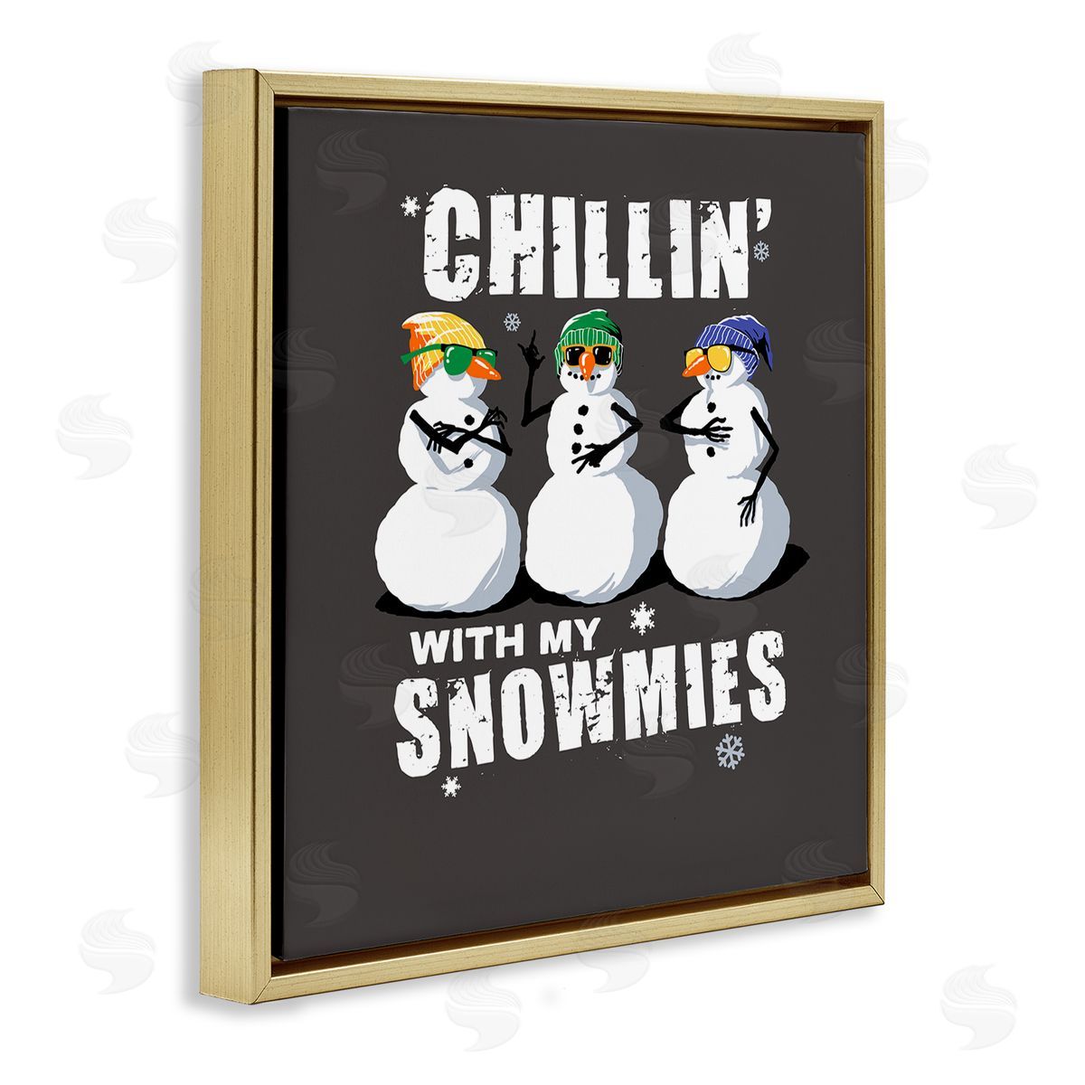 Chillin' With Snowmies Snowmen Gold Floating Frame Canvas Wall Art, Home Decor by Jedco Brands, Inc.