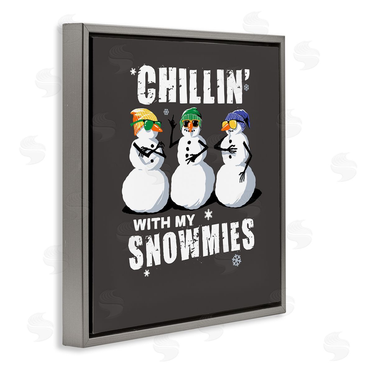 Chillin' With Snowmies Snowmen Grey Floating Frame Canvas Wall Art, Home Decor by Jedco Brands, Inc.