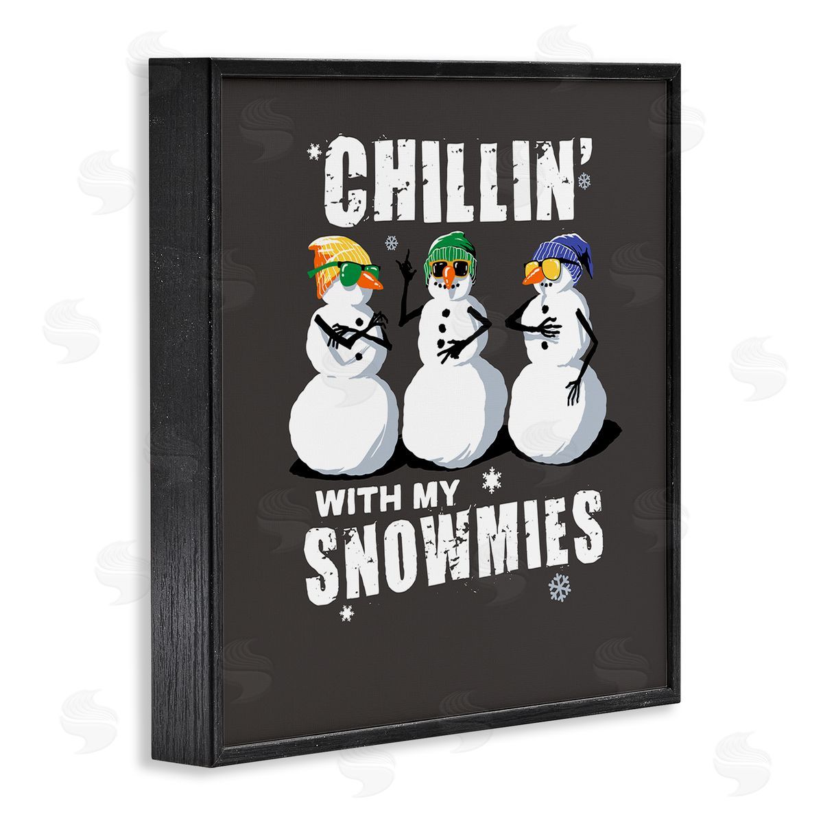 Chillin' With Snowmies Snowmen Black Frame Print Wall Art, Home Decor by Jedco Brands, Inc.