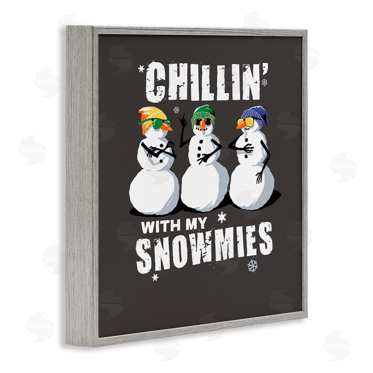 Chillin' With Snowmies Snowmen Grey Frame Print Wall Art, Home Decor by Jedco Brands, Inc.
