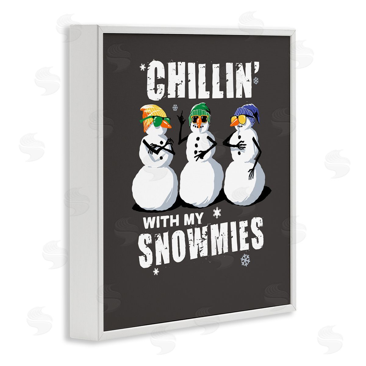Chillin' With Snowmies Snowmen White Frame Print Wall Art, Home Decor by Jedco Brands, Inc.