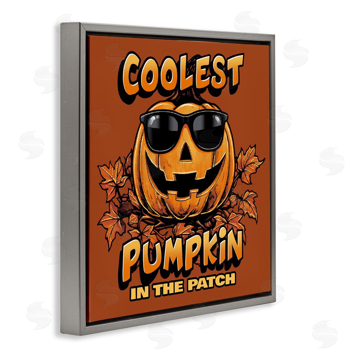 Jedco Brands Inc. Coolest Pumpkin with Sunglasses Gray Floating Frame Canvas Wall Art Print