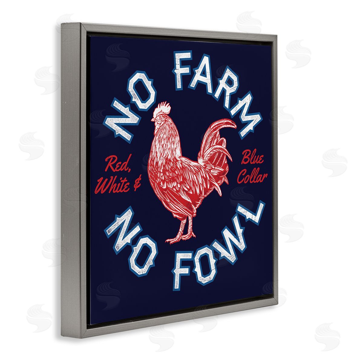 Jedco Brands Inc. No Farm or Fowl Gray Floating Frame Canvas Wall Art Print