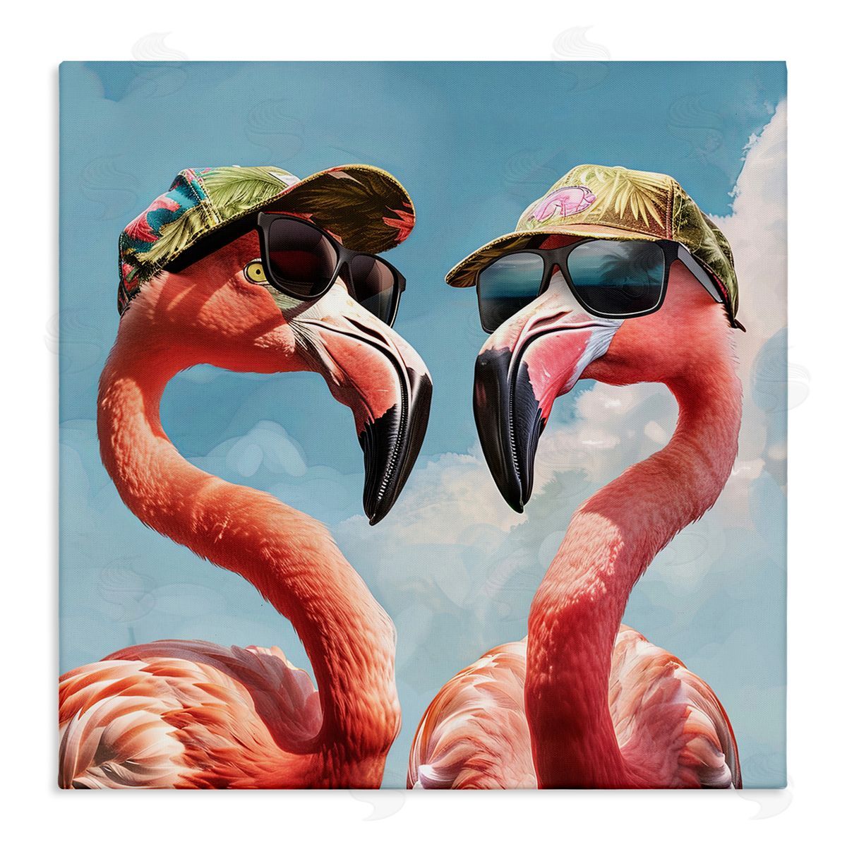 Jim Baldwin Flamingos with Tropical Hats Canvas Wall Art Print
