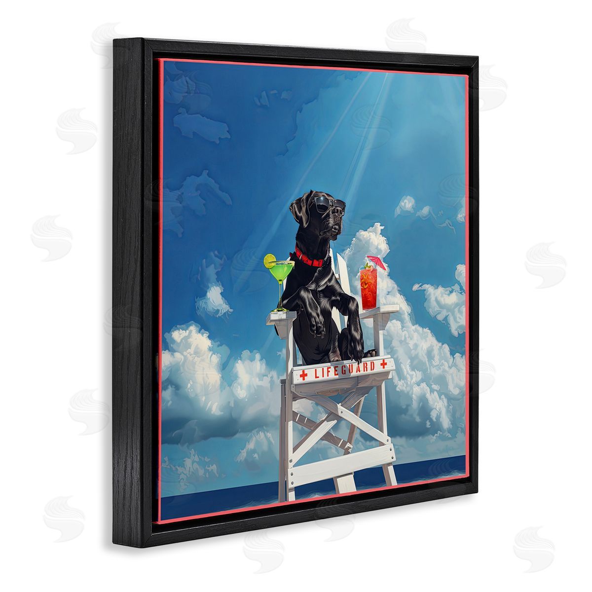 Jim Baldwin Guard Dog Lifeguard Black Floating Frame Canvas Wall Art Print
