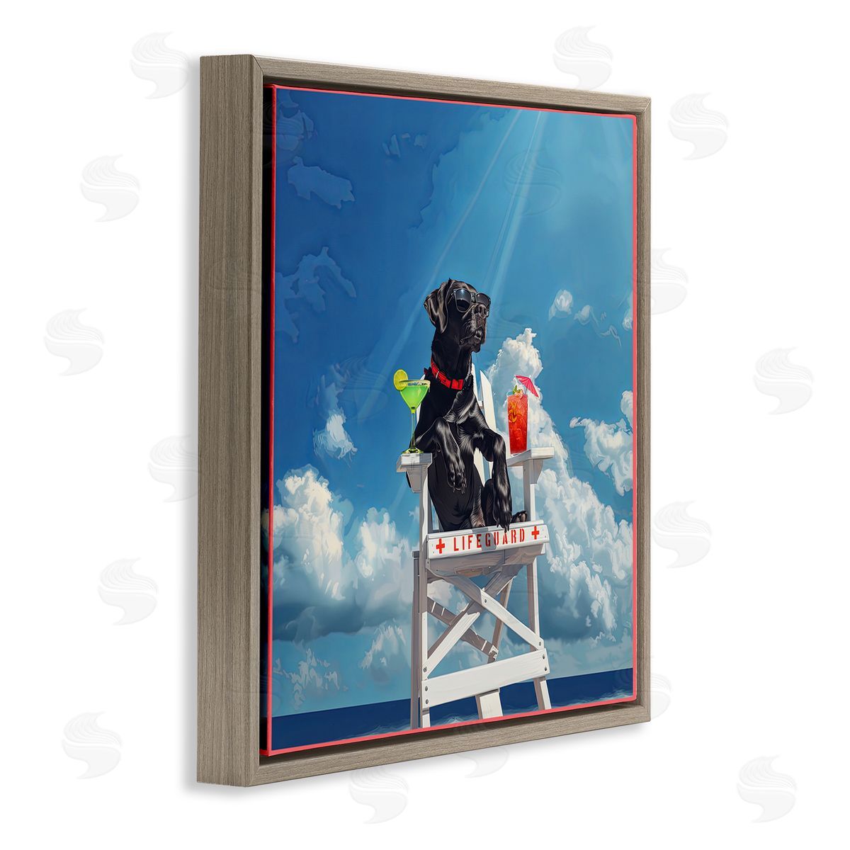 Jim Baldwin Guard Dog Lifeguard Brown Floating Frame Canvas Wall Art Print