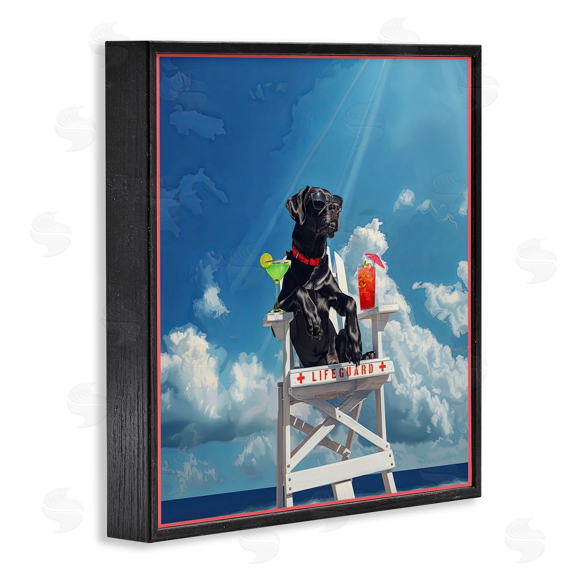 Jim Baldwin Guard Dog Lifeguard Black Framed Giclee Wall Art Print