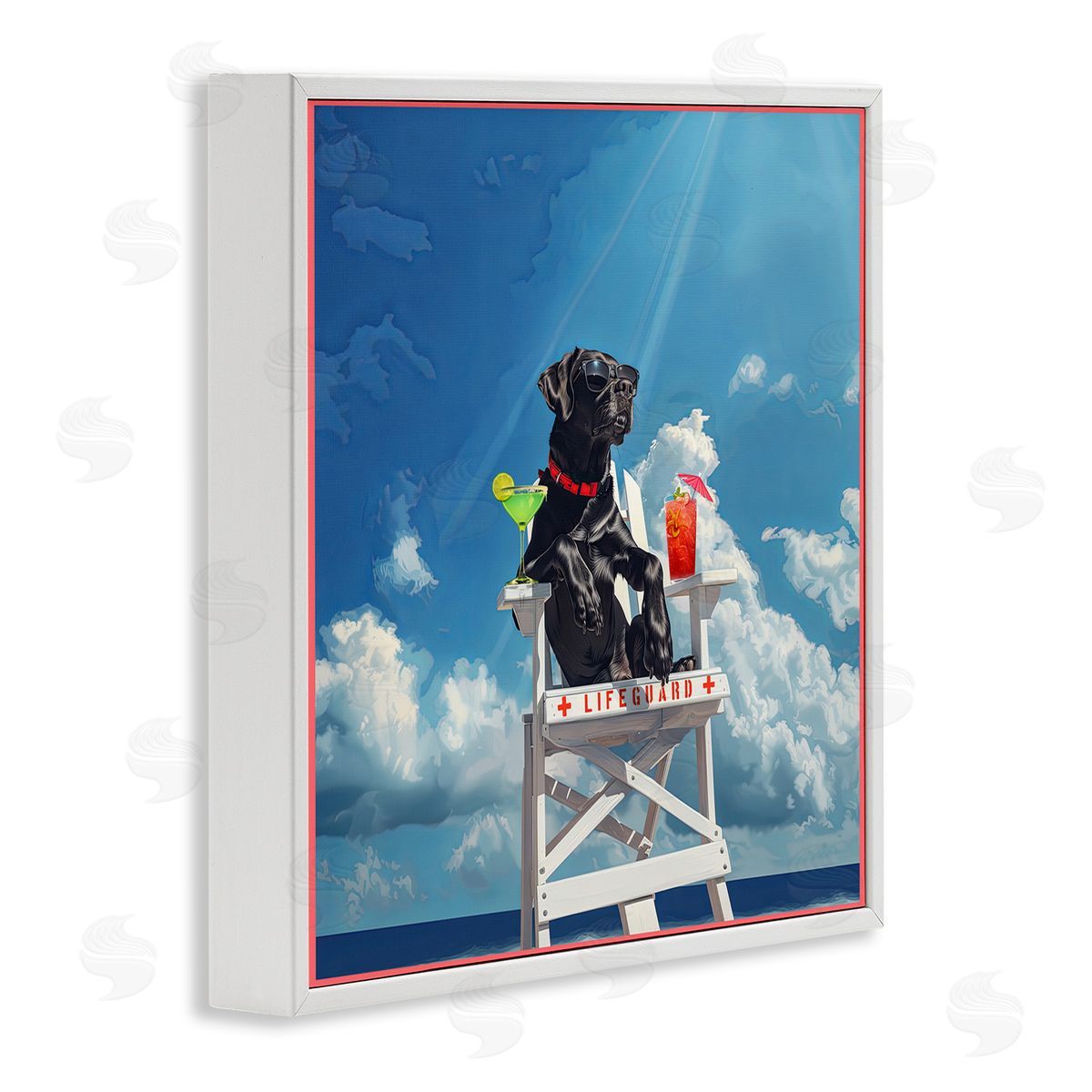 Jim Baldwin Guard Dog Lifeguard White Framed Giclee Wall Art Print