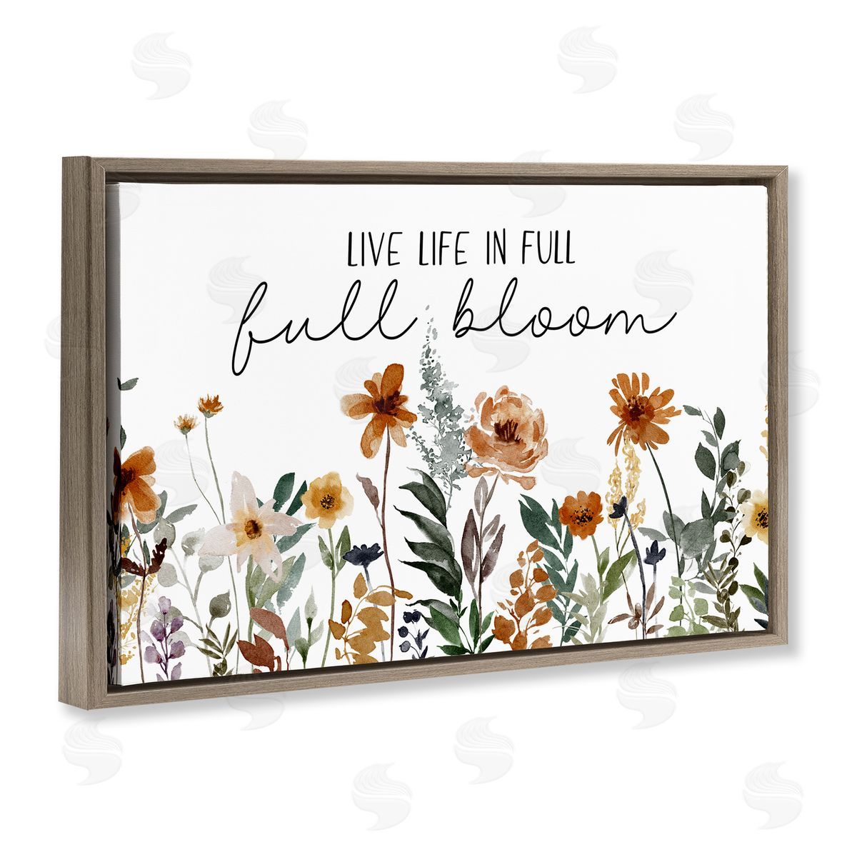 JJ Design House LLC Full Bloom Sentiment Brown Floating Frame Canvas Wall Art Print