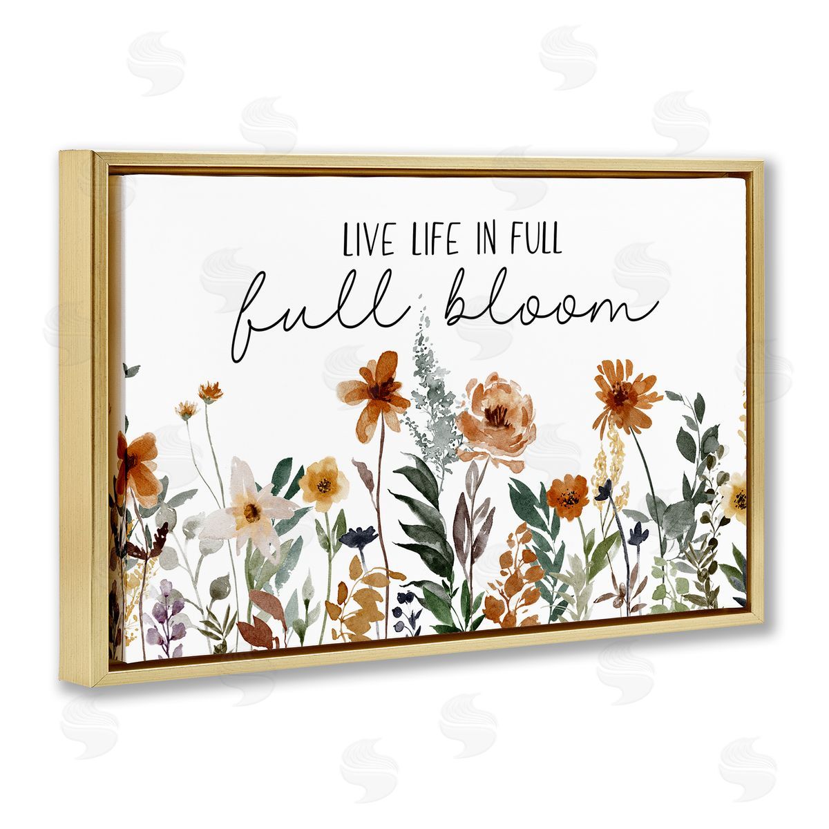JJ Design House LLC Full Bloom Sentiment Gold Floating Frame Canvas Wall Art Print