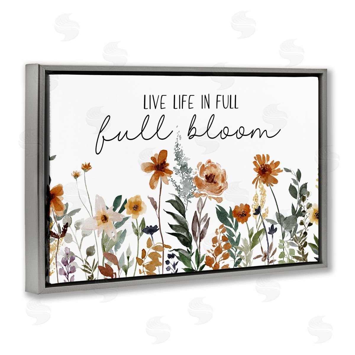 JJ Design House LLC Full Bloom Sentiment Gray Floating Frame Canvas Wall Art Print