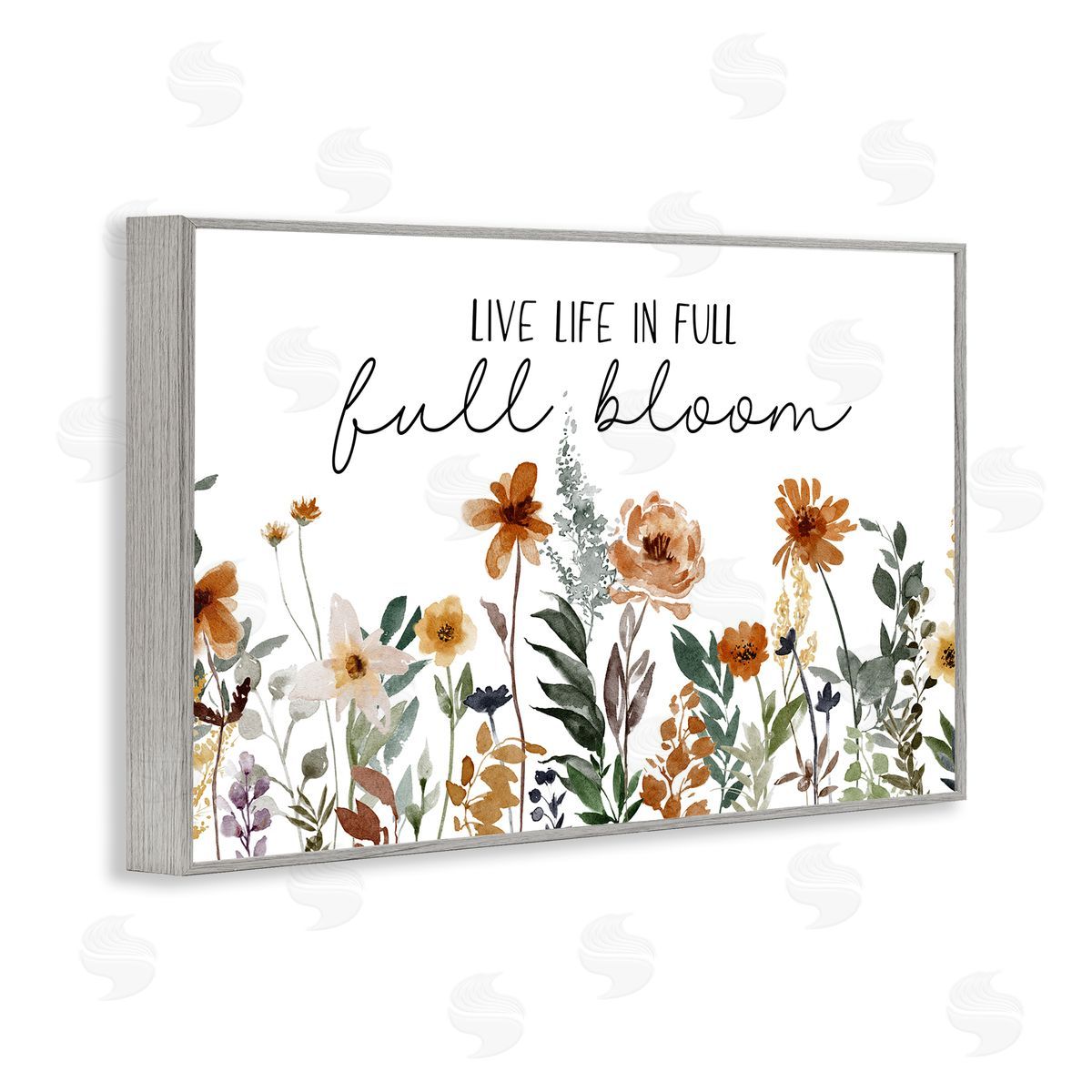 JJ Design House LLC Full Bloom Sentiment Gray Framed Giclee Wall Art Print