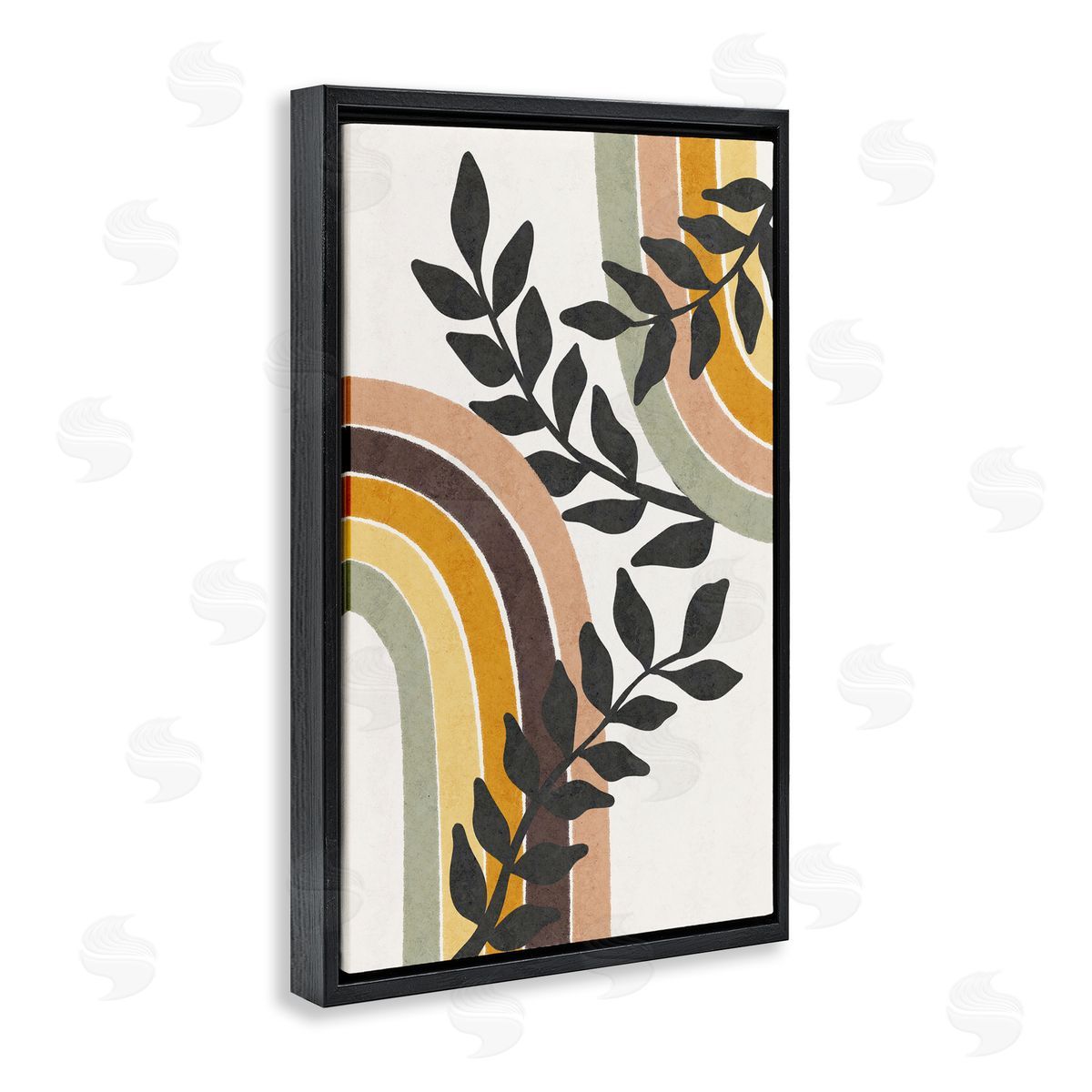 JJ Design House LLC Vine Swathed Rainbows Black Floating Frame Canvas Wall Art Print