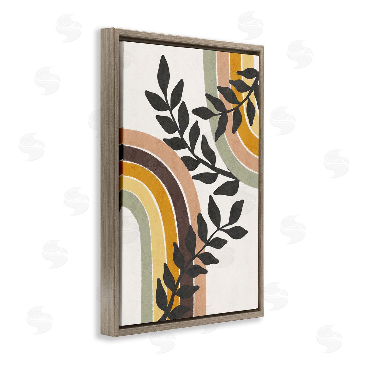 JJ Design House LLC Vine Swathed Rainbows Brown Floating Frame Canvas Wall Art Print