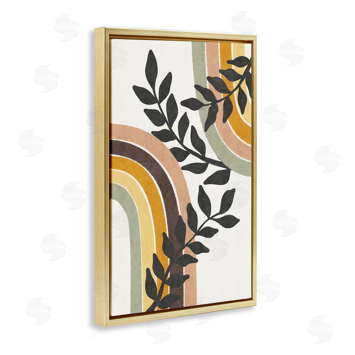 JJ Design House LLC Vine Swathed Rainbows Gold Floating Frame Canvas Wall Art Print