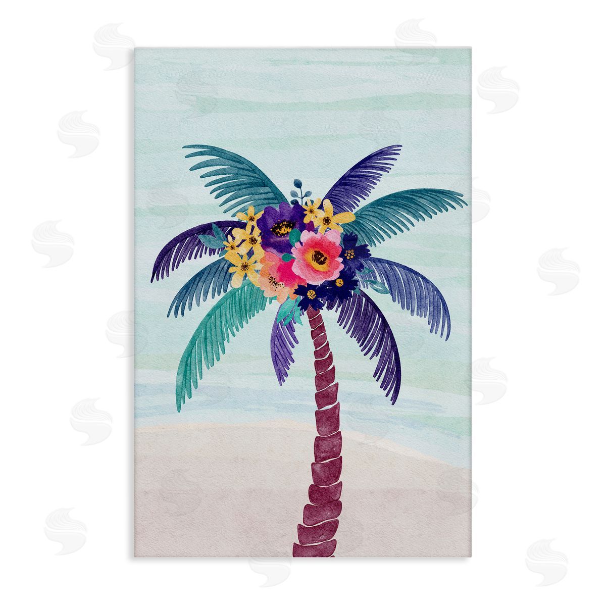 JJ Design House LLC Floral Palm Tree Beach Canvas Wall Art Print