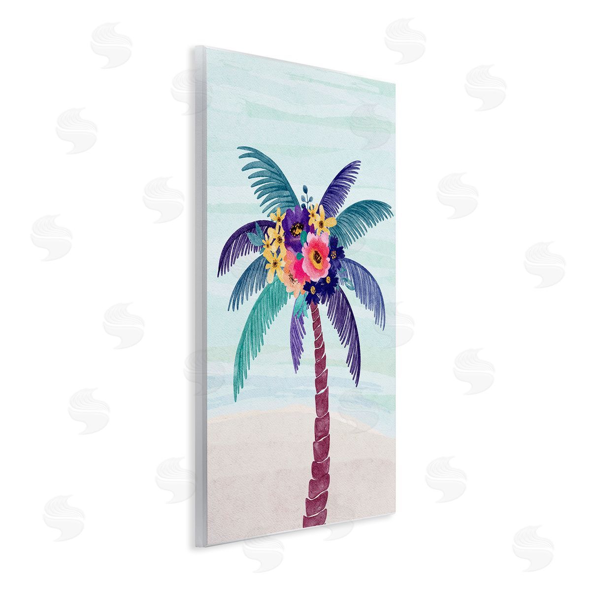 JJ Design House LLC Floral Palm Tree Beach Wooden Wall Plaque Art Print
