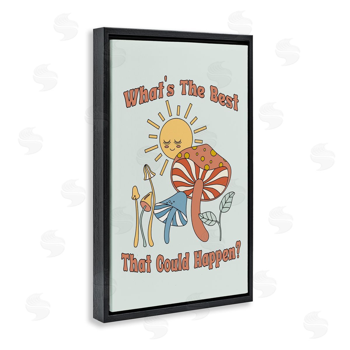 JJ Design House LLC Positivity Vibes with Mushrooms Black Floating Frame Canvas Wall Art Print