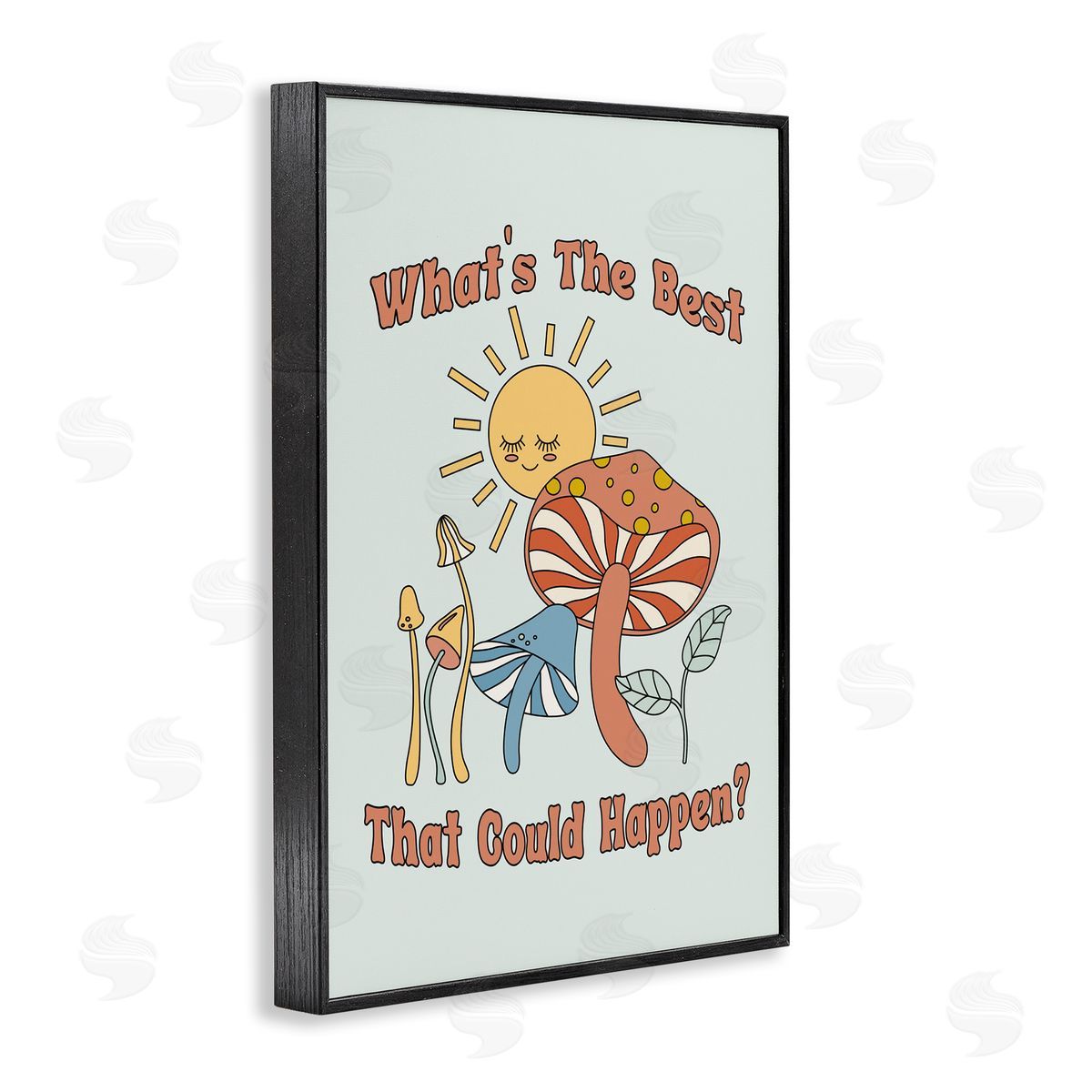 JJ Design House LLC Positivity Vibes with Mushrooms Black Framed Giclee Wall Art Print