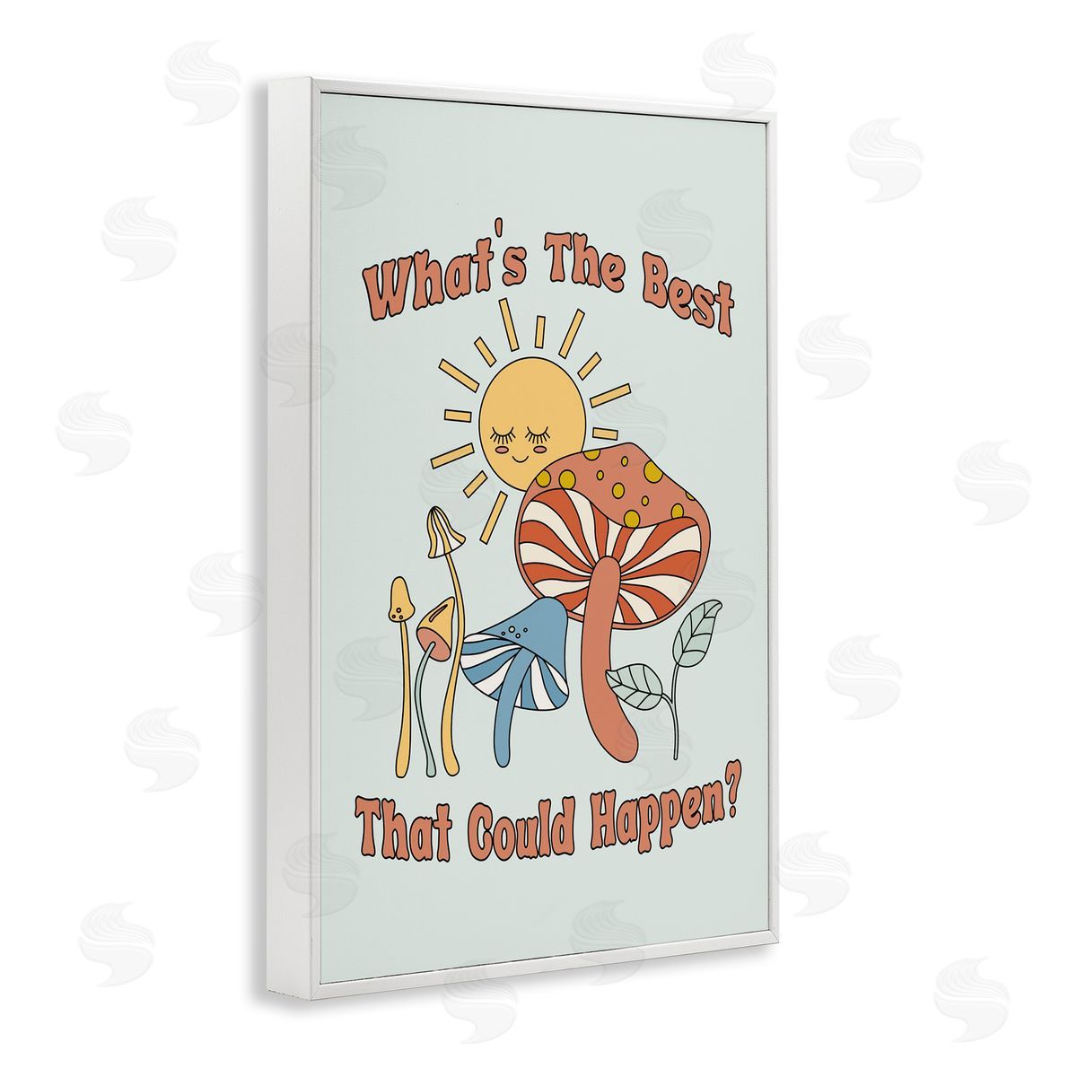 JJ Design House LLC Positivity Vibes with Mushrooms White Framed Giclee Wall Art Print