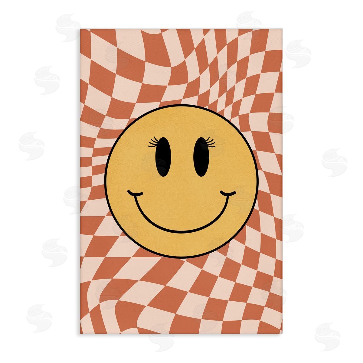 JJ Design House LLC Retro Checkered Smiley Canvas Wall Art Print