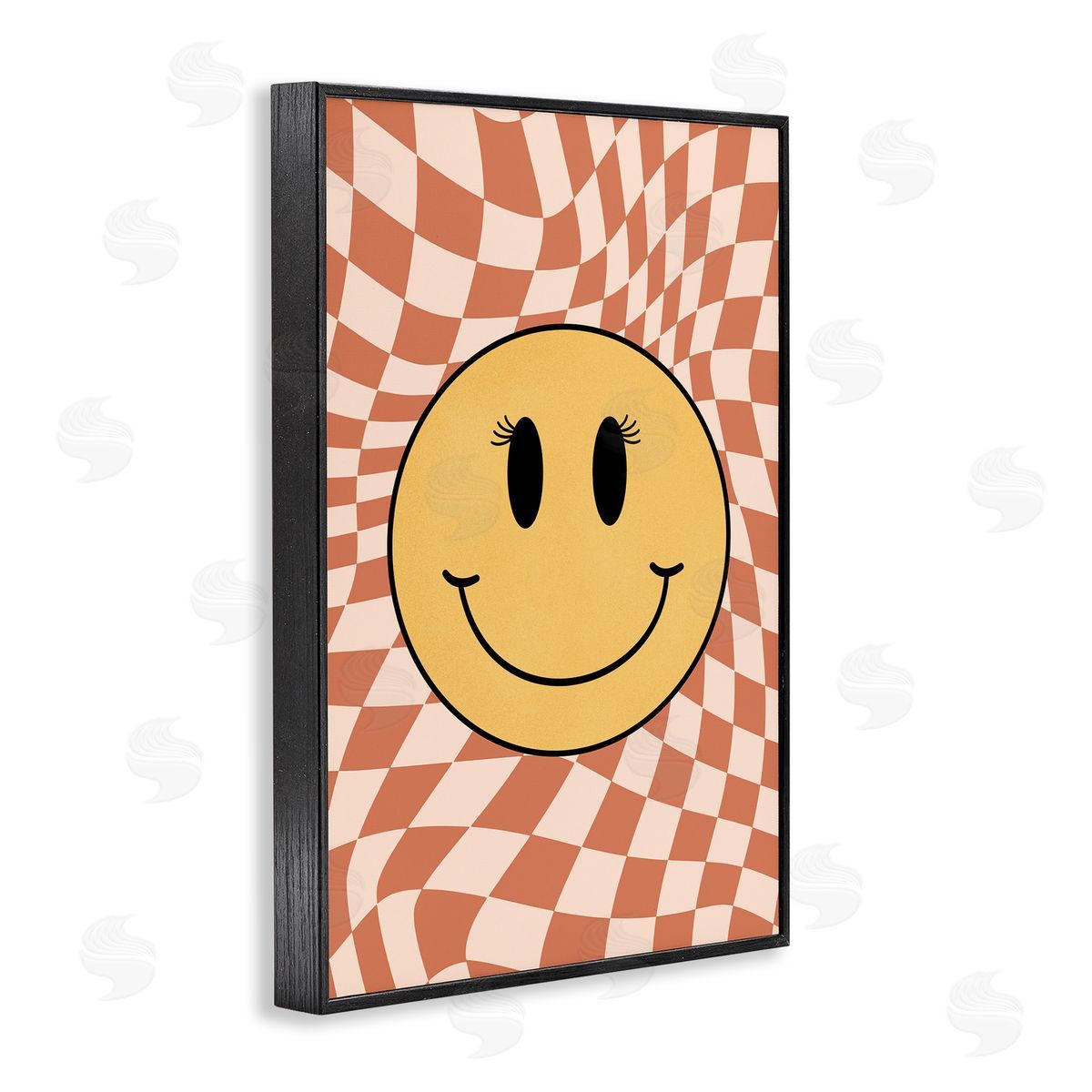 JJ Design House LLC Retro Checkered Smiley Black Framed Giclee Wall Art Print