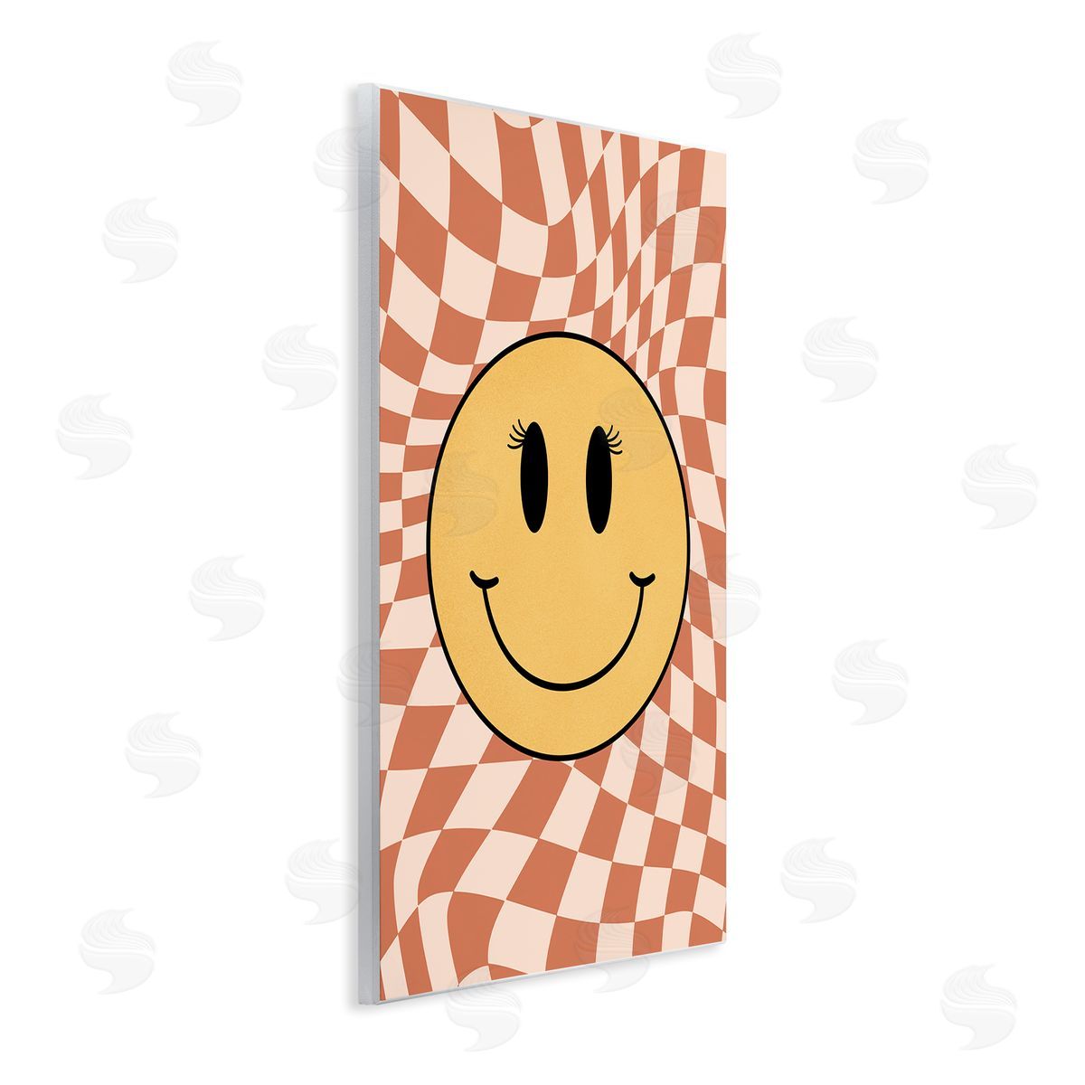 JJ Design House LLC Retro Checkered Smiley Wooden Wall Plaque Art Print