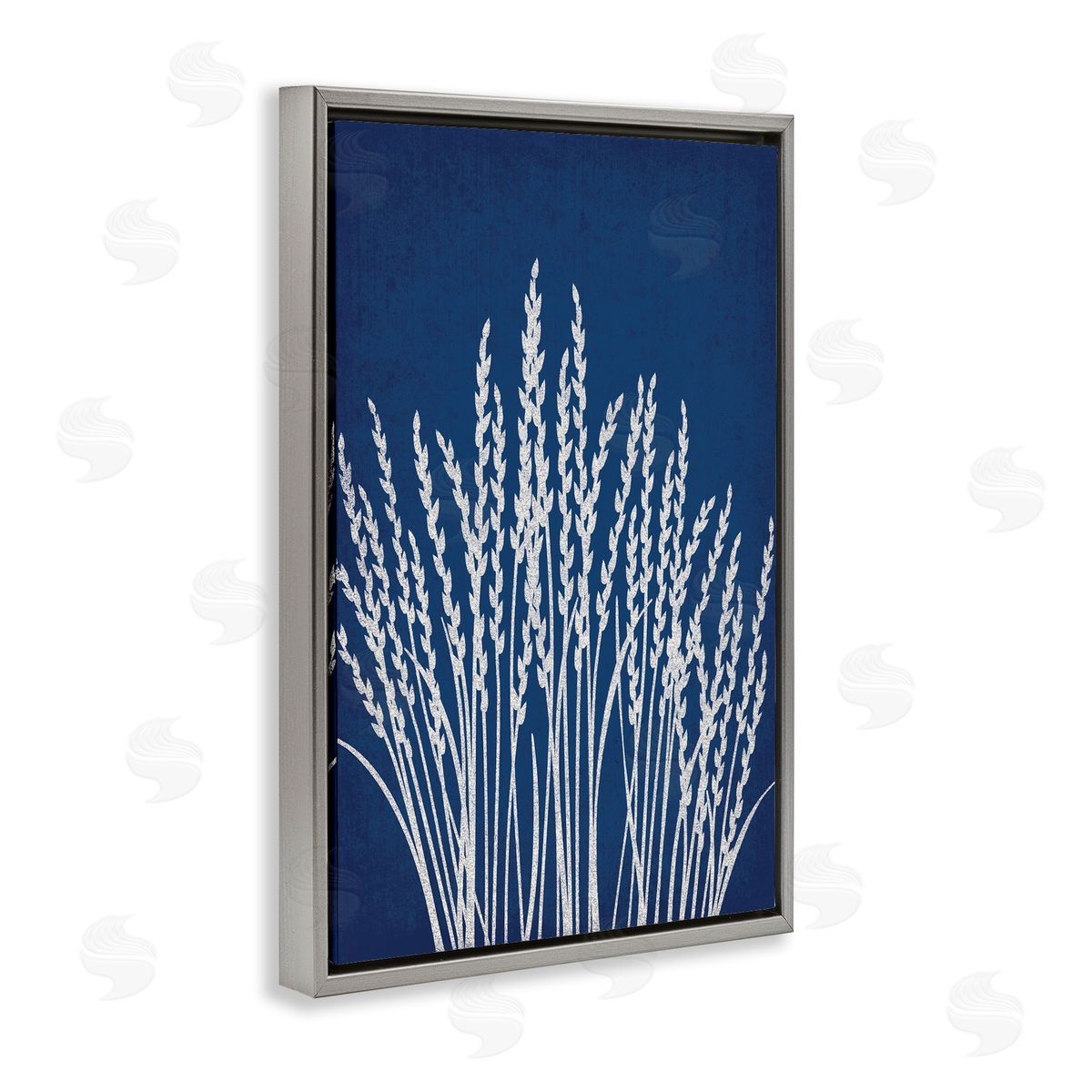 JJ Design House LLC Reed Grasses on Blue Gray Floating Frame Canvas Wall Art Print