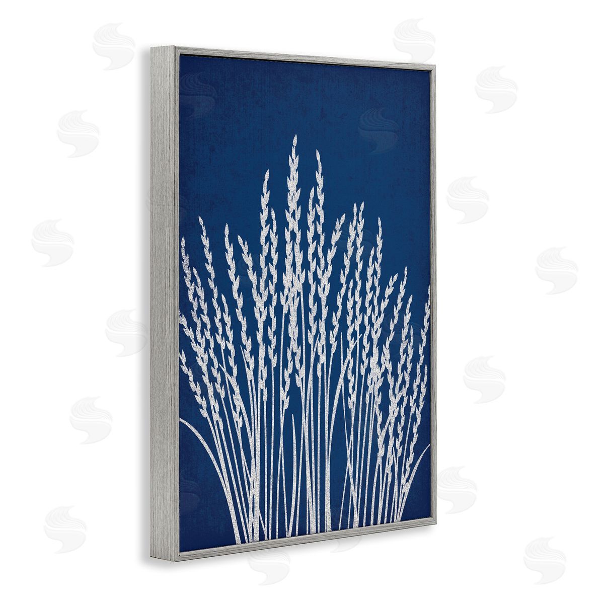 JJ Design House LLC Reed Grasses on Blue Gray Framed Giclee Wall Art Print