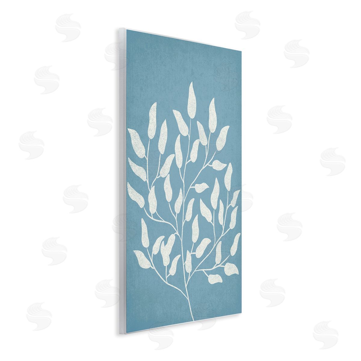 JJ Design House LLC Leaf Impressions on Blue Wooden Wall Plaque Art Print
